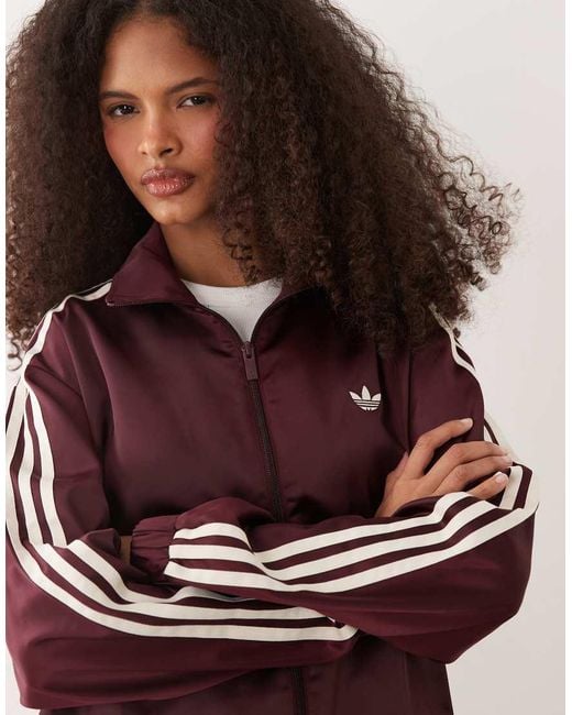 Adidas Originals Purple Satin Firebird Track Top With Lace Hem