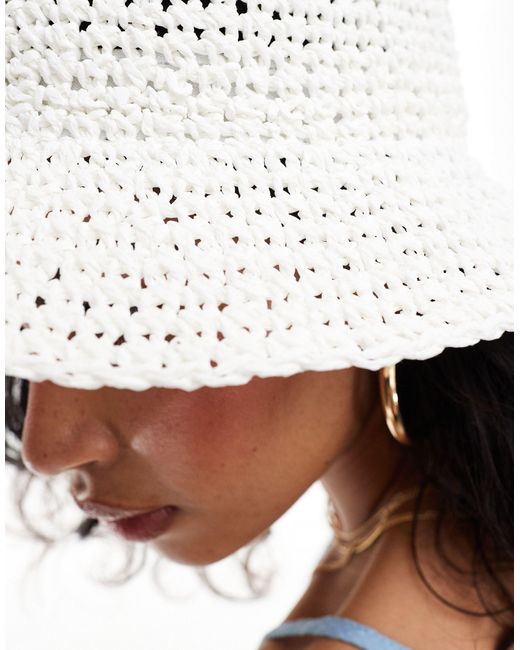 ASOS Black Straw Crochet Bucket Hat