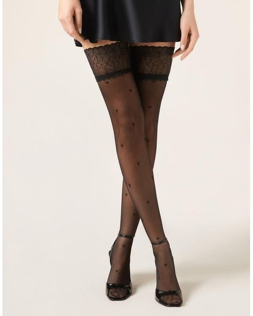 Calzedonia Brown Heart Sheer Hold-Ups