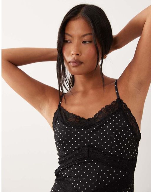 New Look Black Lace Trim Mesh Midi Dress