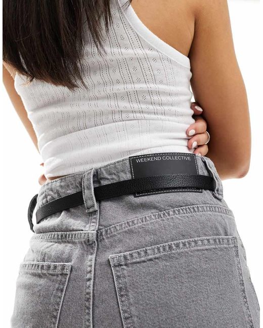 Pieces Gray Leather Look Gold Double Buckle Belt