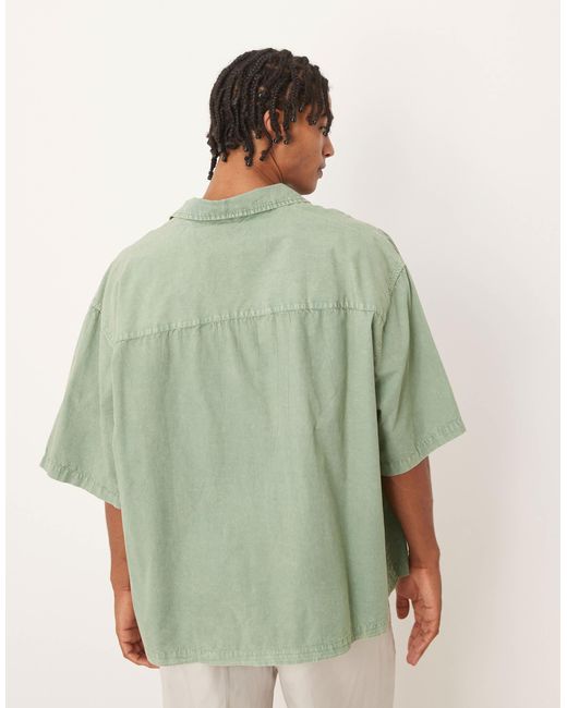 ASOS – kastiges oversize-hemd zum überziehen aus popeline in Green für Herren