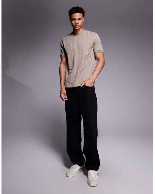 EA7 Gray Armani Monogram All Over Logo T-shirt for men