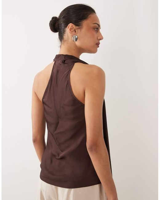 Mango Brown Halter Cowl Neck Top