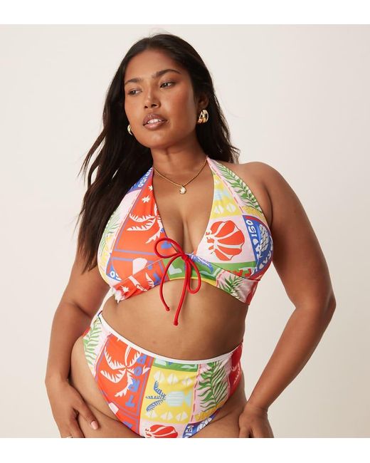 ASOS Orange Asos Design Curve Trinny Sleek Plunge Triangle Bikini Top