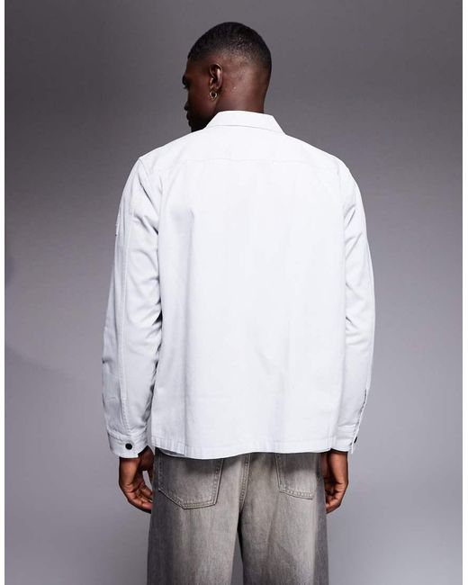 Boss White Lorum Zip Through Overshirt for men