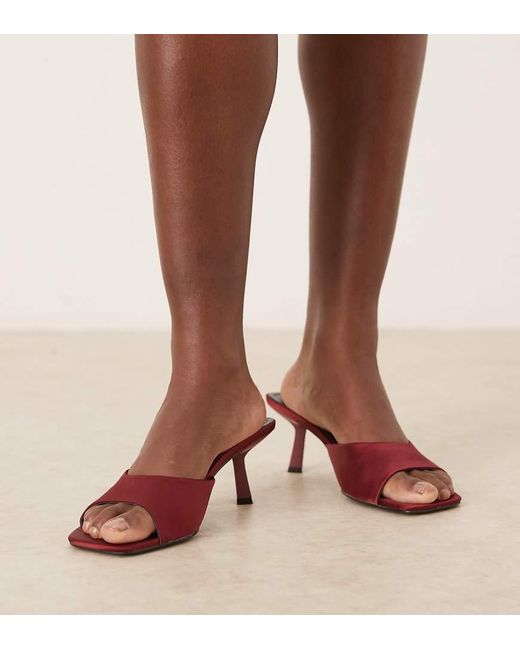 Raid Wide Fit Brown Rochi Kitten Heel Sandal Mules