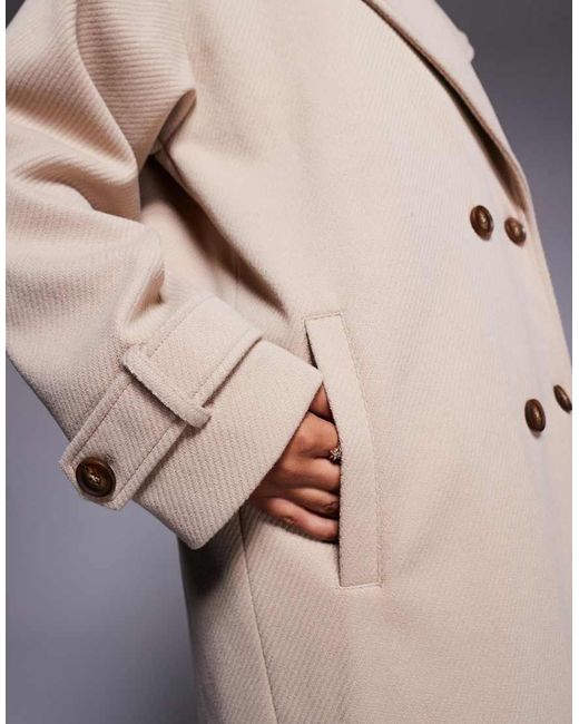 Aria Cove Natural Wool Look Heavyweight Collared Trench Style Maxi Coat