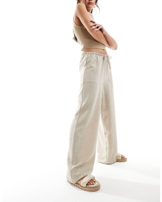 Vero Moda White Pull On Wide Leg Trousers With Tie Waist