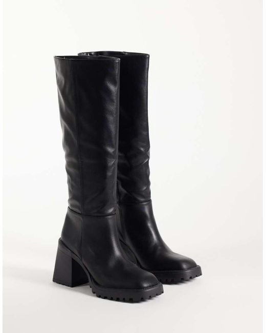 Raid Black Carnie Block Heel Knee Boots
