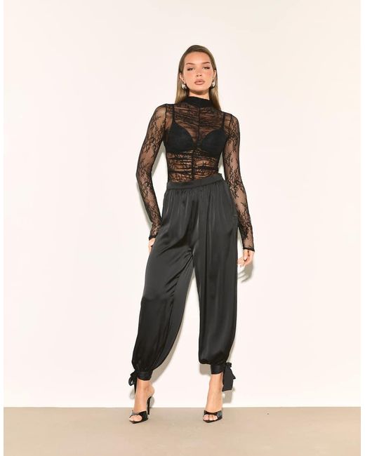 Noughts & Kisses Natural Satin Balloon Leg Tie Detail Trouser