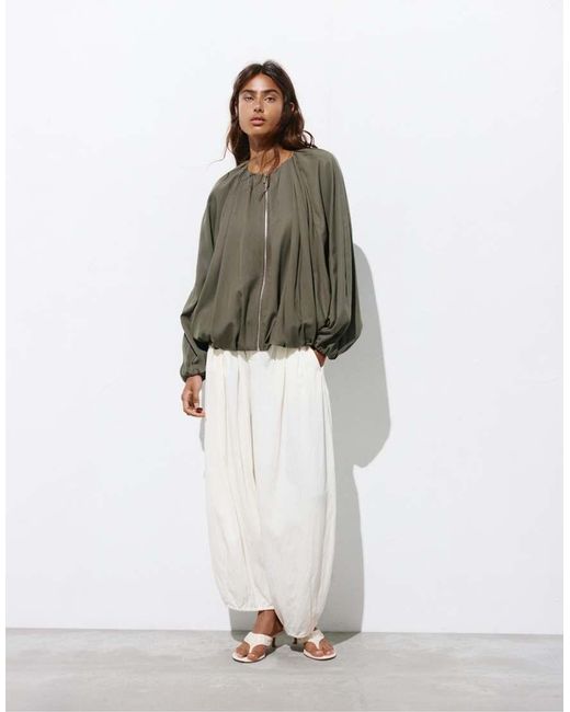 Pull&Bear Green Balloon Bomber Jacket