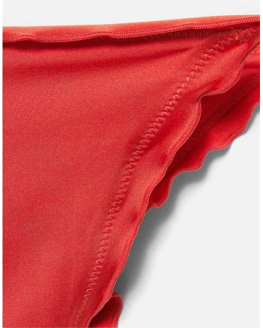 Pull&Bear Red Ruffled Bikini Bottoms