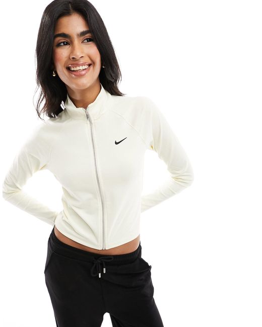 Giacca bianca a coste con zip e logo piccolo di Nike in White