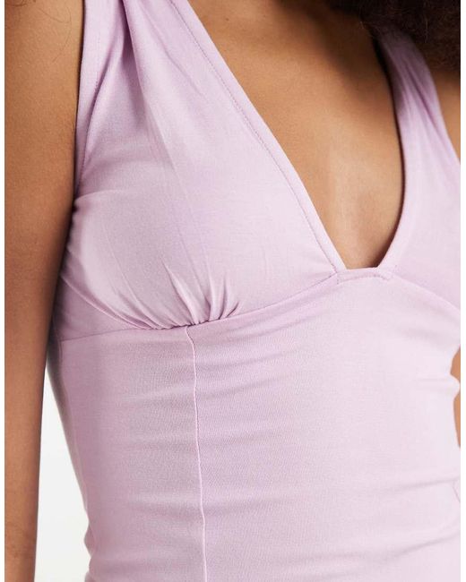 Motel Pink Lynod Rayon Plunge V Neck Top