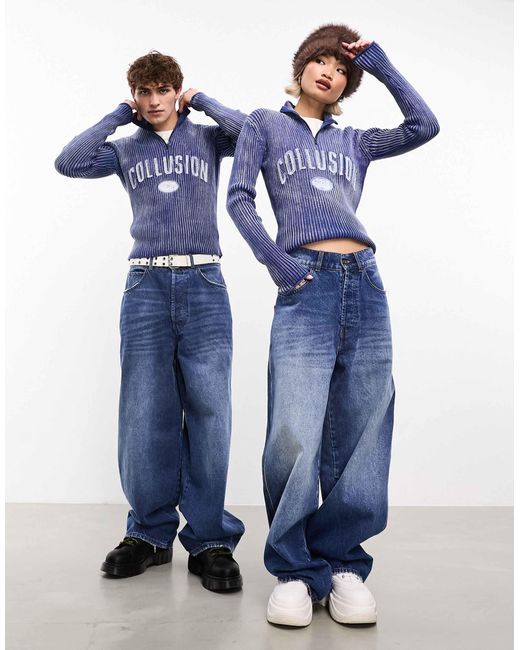 Collusion – x002 – weite jeans in Blue für Herren