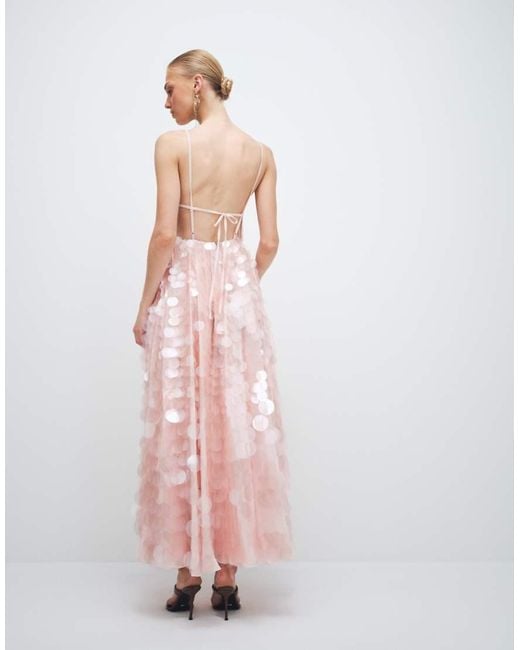 ARRANGE Pink Embellished Sequin Cami Midi Dress With Full Skirt