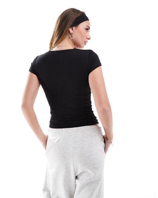 Cotton On Black Byron Square Neck Short Sleeve Top