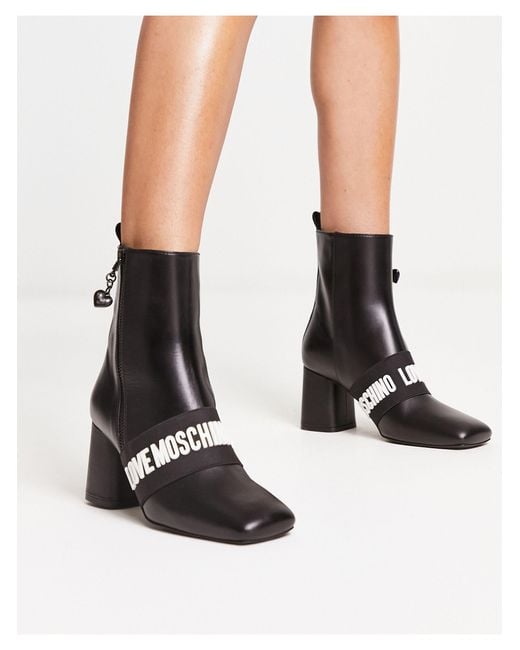 Love Moschino Black Logo Detail Heeled Boots