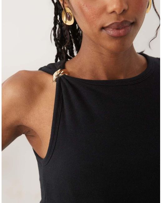 Abercrombie & Fitch Black Seamless High Neck Tank Top With Detail