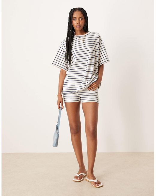 ASOS White – oversize-t-shirt aus strick mit streifen, kombiteil