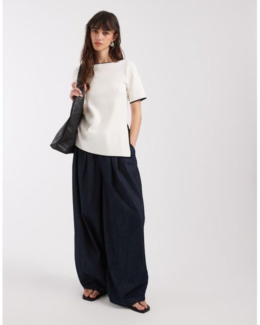 ASOS White Ruched Side Aysmmetric T-shirt
