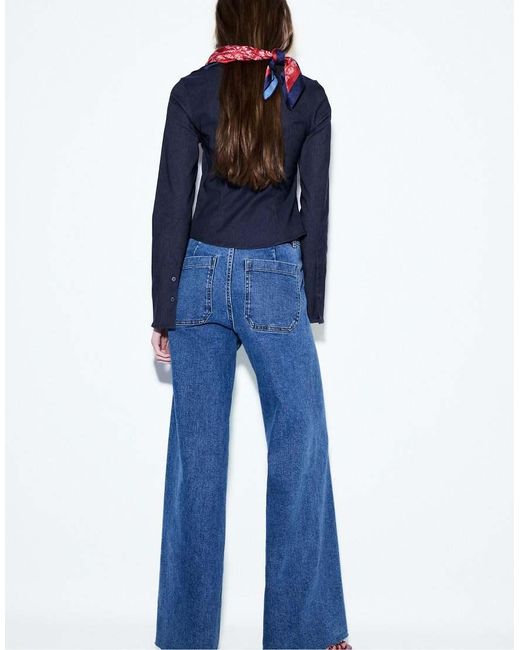 Stradivarius Blue Straight-fit Jeans With Pockets