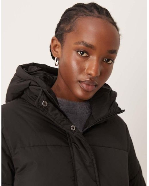 New Look Black Puffer Longline Coat