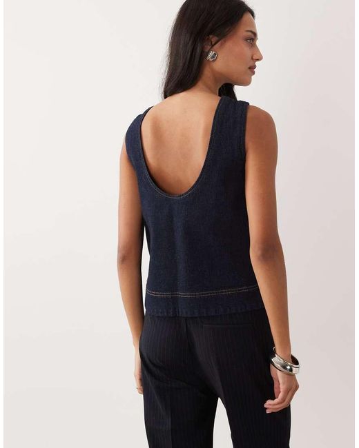 Abercrombie & Fitch Blue Denim Sleeveless Top