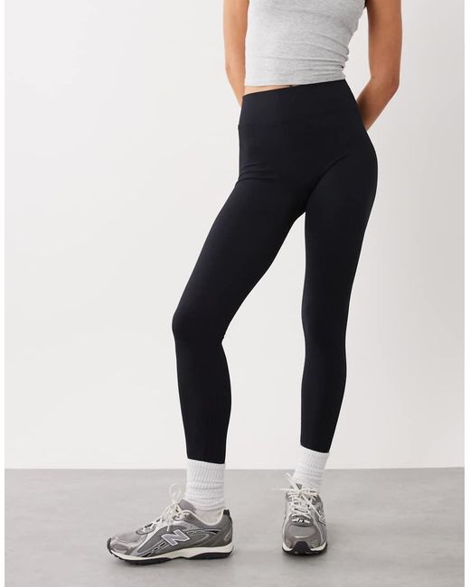 4505 Black Seamless Baby Rib Wrap Back High Waist Gym Leggings