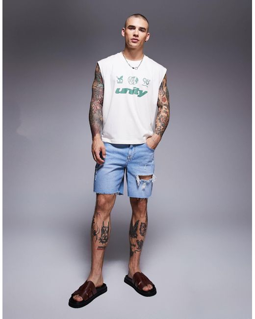 ASOS – kastiges oversize-tanktop in Blue für Herren