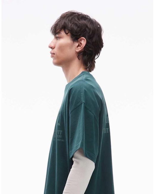 Carhartt Green Distance Front And Back Print Boxy Oversized Fit T-Shirt for men