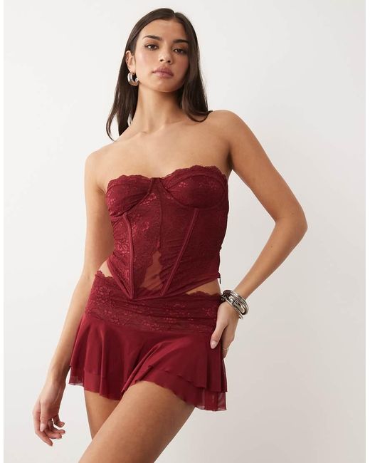I.AM.GIA Demie Lace Waistband Tiered Chiffon Mini Skirt Set