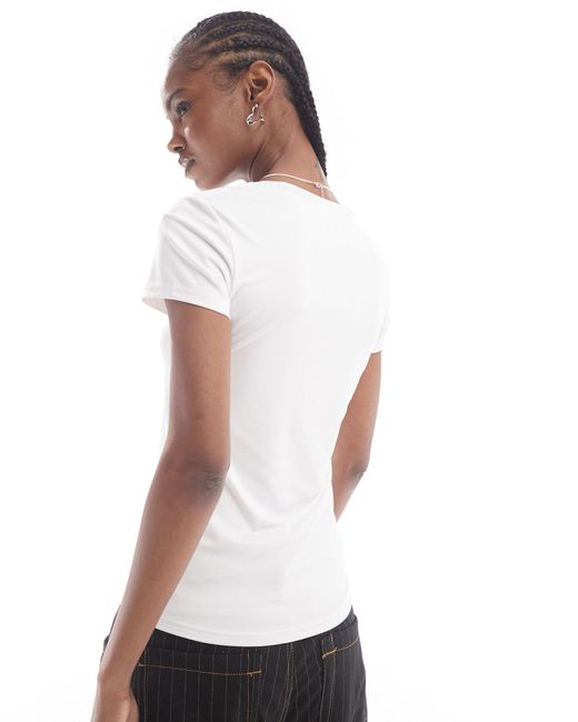 Weekday White Ariel Open Square Neck Top