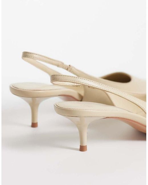 Mango White 100% Leather Heeled Slingback Shoes
