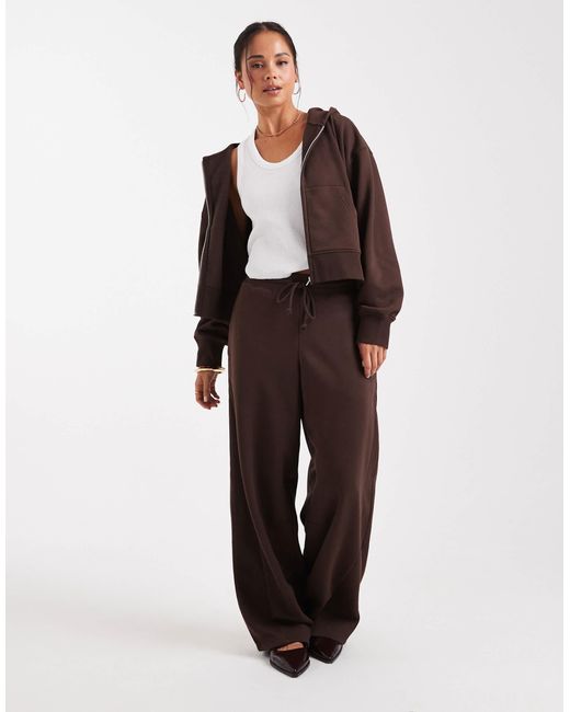 ASOS Brown Cropped Zip Up Brushback Hoodie