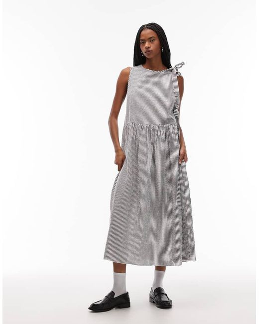 Collusion Gray Wrap Tie Detail Midi Dress