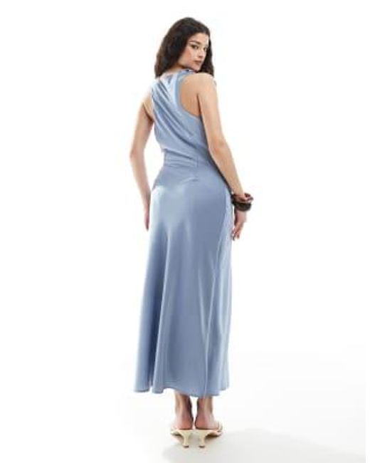 TFNC London Blue Bridesmaid Cowl Neck Maxi Dress