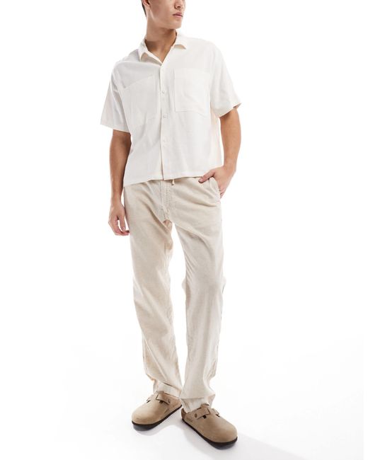Jack & Jones – locker geschnittene leinen-hose in White für Herren