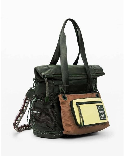 Desigual Black Bicolor Waxed Voyager Backpack