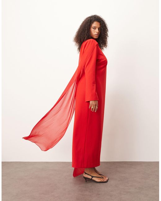 dress with long chiffon overlay Laura Satin Dress With Removable Chiffon Shawl