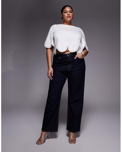 ASOS White Curve Embellished T-Shirt With Heart Cut Out