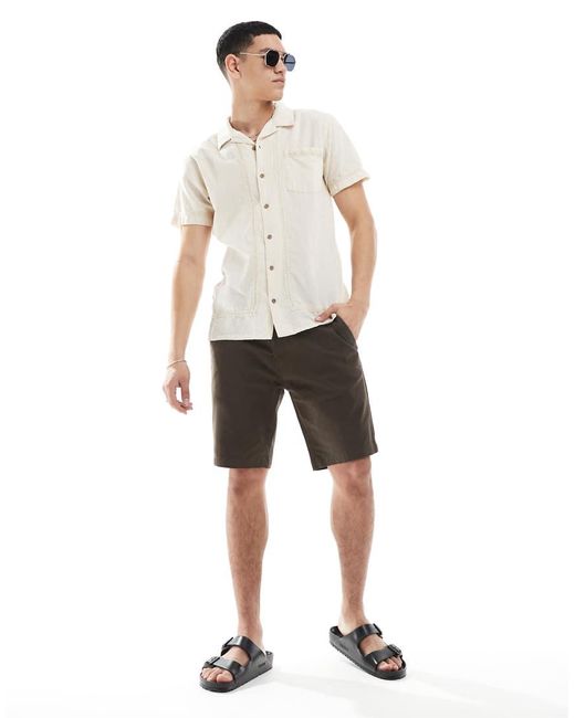 Threadbare Chinoshort in het Natural voor heren
