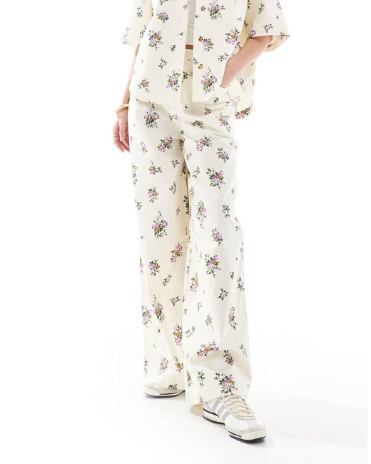 ASOS White High Waist Wide Leg Trouser Co-ord