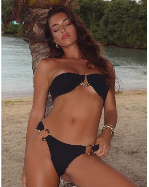 Moda Minx Black Mangole Scrunch Fixed Bikini Bottoms