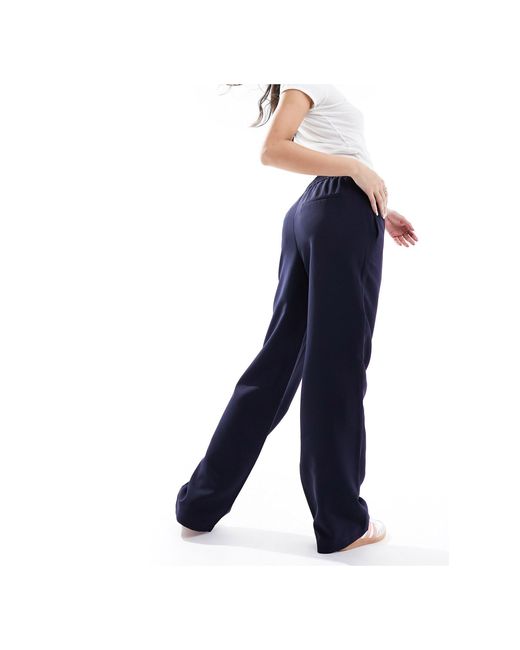 Pieces Blue Wide Leg Pull On Trouser