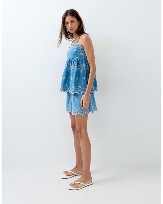 ASOS Blue Denim Embroidered Cami Top