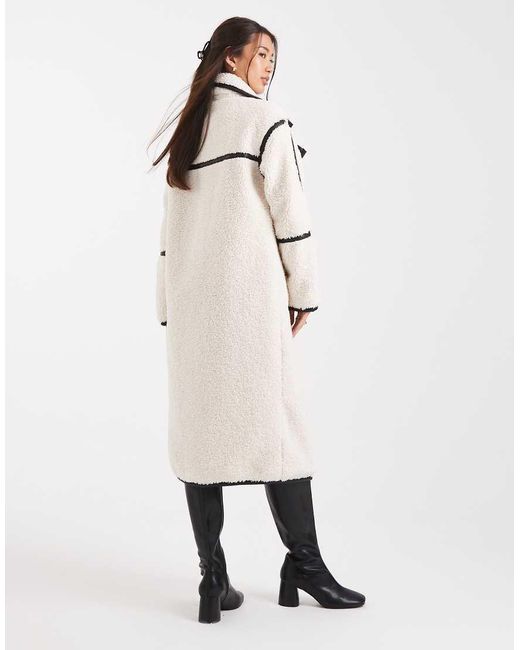 Wednesday's Girl White Longline Fluffy Teddy Midaxi Coat