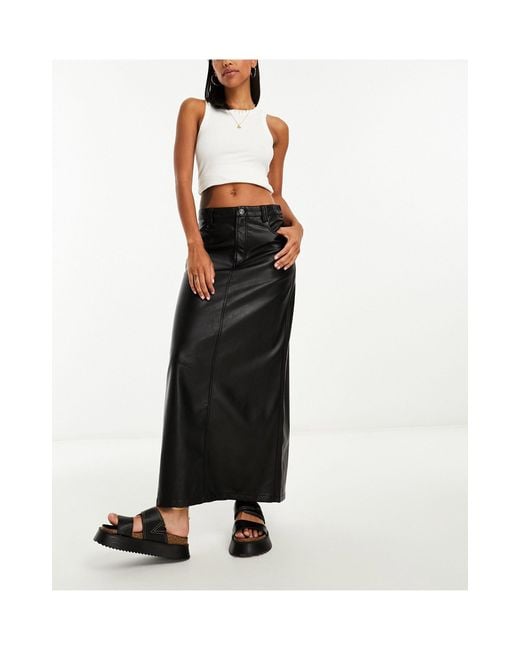 Free People Faux Leather Maxi Skirt in White | Lyst Canada