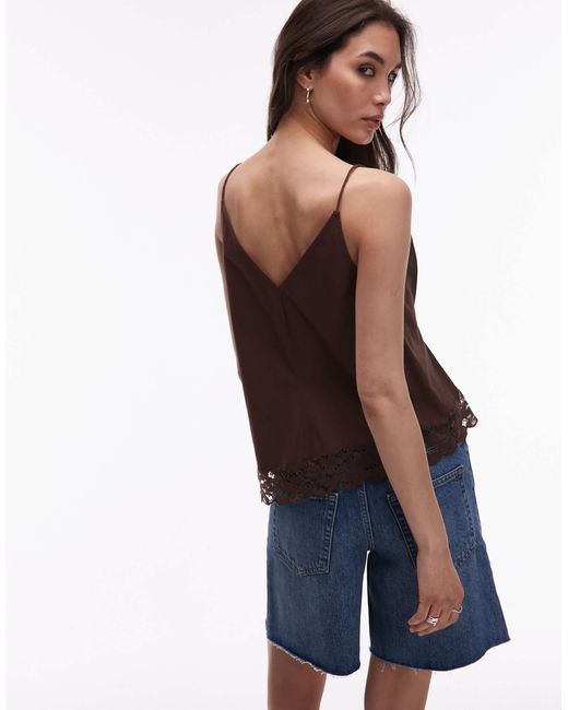 TOPSHOP Blue Lace Asymmetric Hem Cami